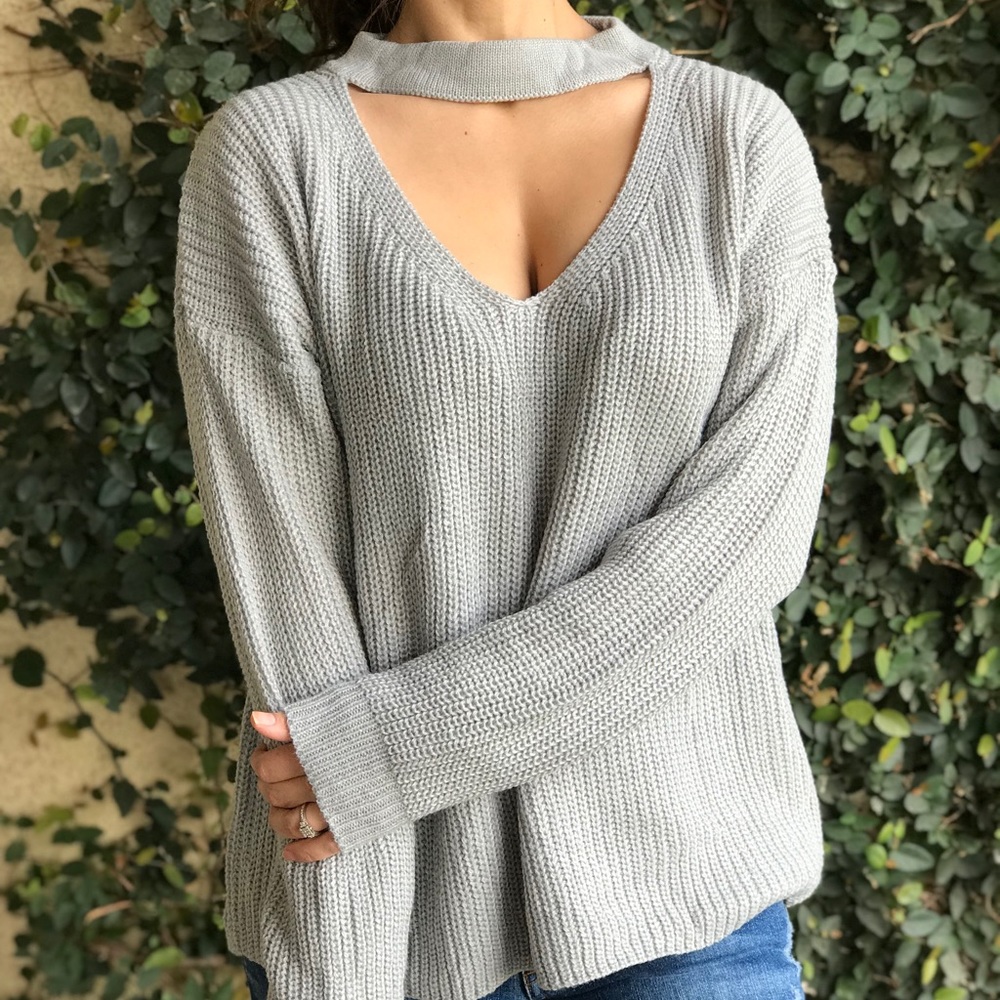 Choker Sweater : Gray/Silver - Picture 3 of 8